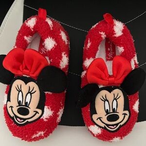 Red and White Polka Dot Minnie Mouse Slippers